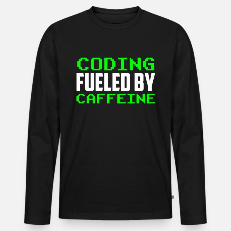 Programming powered by caffeine code - Men's Premium Organic Long Sleeve Shirt - black