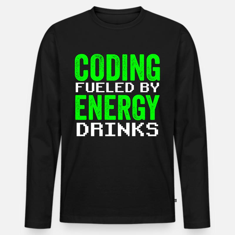 Programming with Energy Drinks Coder Code Coding Men's Premium Organic Long Sleeve Shirt