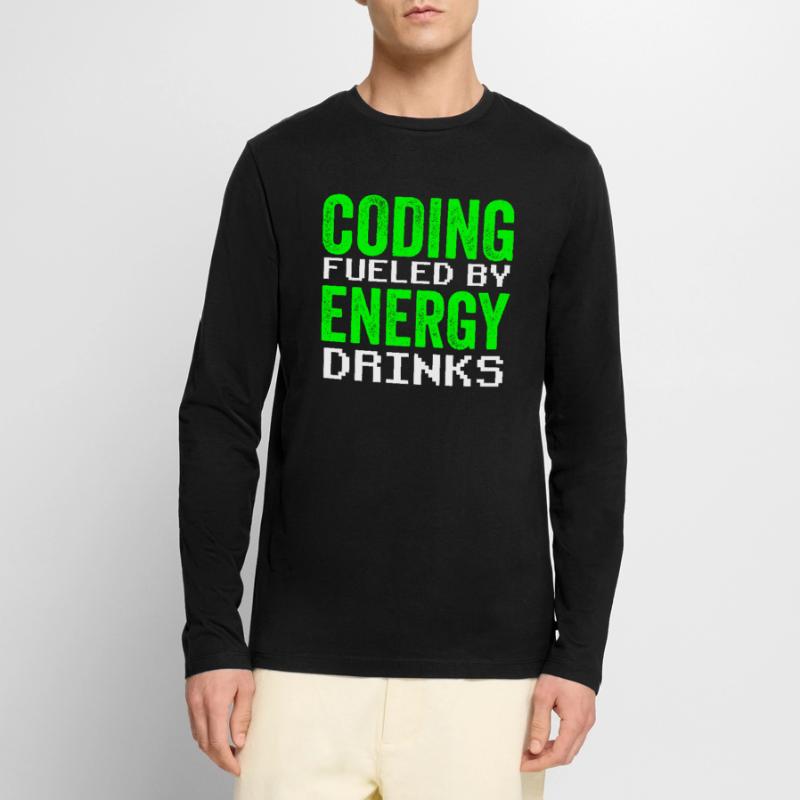 Programming with Energy Drinks Coder Code Coding Men's Premium Organic Long Sleeve Shirt