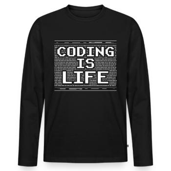 Coding is Life Coder Code Programmer - Men's Premium Organic Long Sleeve Shirt - black - Front - Nico (187cm)