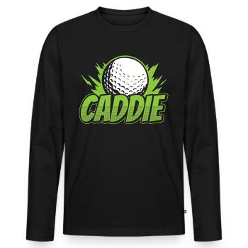 Caddie Golf Golfeur Profession de golfeur - T-shirt manches longues Premium bio Homme - noir - Devant - Nico (187cm)