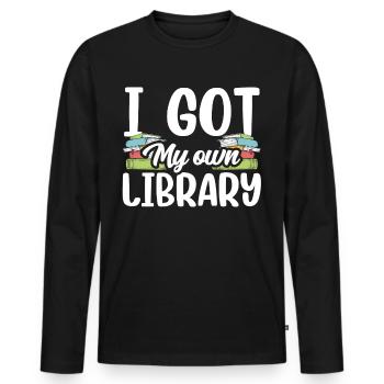 J’ai mon propre bibliothécaire - T-shirt manches longues Premium bio Homme - noir - Devant - Nico (187cm)