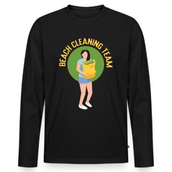Beach Clean Up Team Beach Beach Cleaning - Men's Premium Organic Long Sleeve Shirt - black - Front - Nico (187cm)