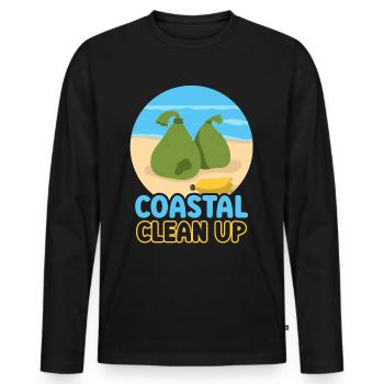 Coastal Cleanup Beach Beach Clean Up - Men's Premium Organic Long Sleeve Shirt - black - Front - Nico (187cm)