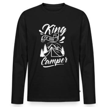 König Der Camper Campingplatz Campen Camp Camping - Männer Premium Bio Langarmshirt - Schwarz - Vorne - Nico (187cm)