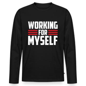 Travailler pour moi-même Fondateur CEO Entrepreneurs - T-shirt manches longues Premium bio Homme - noir - Devant - Nico (187cm)