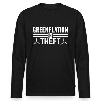 Greenflation is theft energy inflation green - Men's Premium Organic Long Sleeve Shirt - black - Front - Nico (187cm)