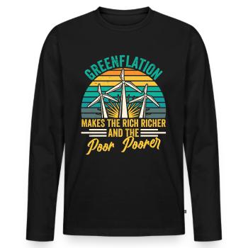 Greenflation makes rich rich and poor poorer - Men's Premium Organic Long Sleeve Shirt - black - Front - Nico (187cm)