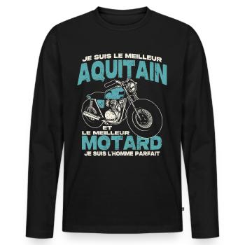 Le meilleur aquitain et le meilleur motard - T-shirt manches longues Premium bio Homme - noir - Devant - Nico (187cm)