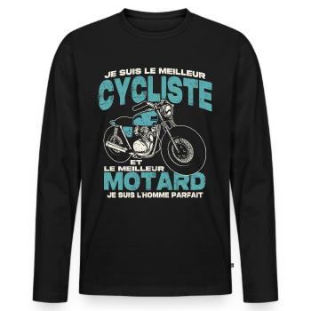 Le meilleur cycliste et le meilleur motard - T-shirt manches longues Premium bio Homme - noir - Devant - Nico (187cm)