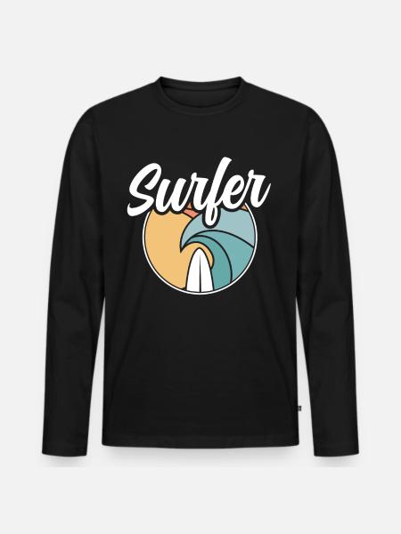 Surfer Surfboard Surfing - Men's Premium Organic Long Sleeve Shirt - black