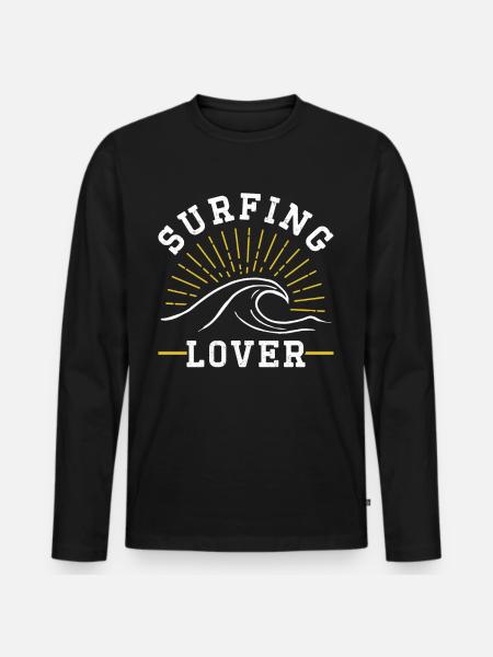 Surfing Liebhaber Surfen Surfbrett Surfer - Männer Premium Bio Langarmshirt - Schwarz