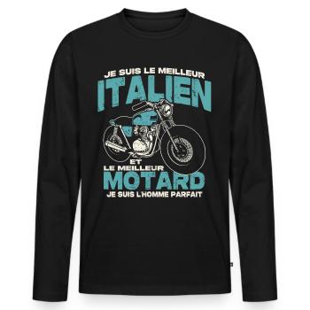 Le meilleur italien et le meilleur motard - T-shirt manches longues Premium bio Homme - noir - Devant - Nico (187cm)