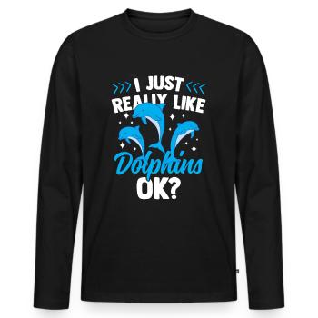 I like dolphins just very much dolphins dolphin - Men's Premium Organic Long Sleeve Shirt - black - Front - Nico (187cm)