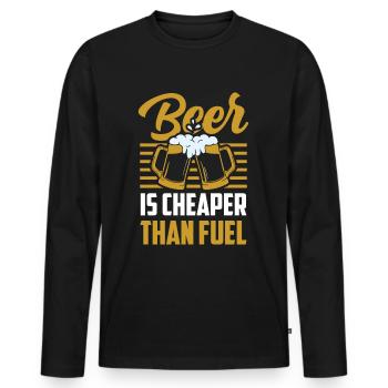 Bier Ist Billiger Als Benzin Preise - Männer Premium Bio Langarmshirt - Schwarz - Vorne - Nico (187cm)