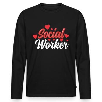Profession de travailleur social Travail social Travailleur social - T-shirt manches longues Premium bio Homme - noir - Devant - Nico (187cm)