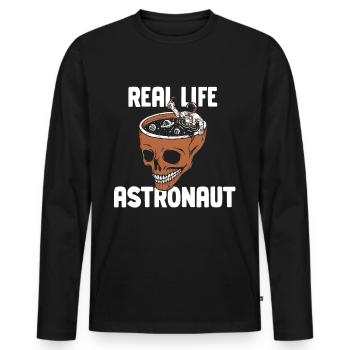 Real Life Astronaut Astronomy Space Rocket - Men's Premium Organic Long Sleeve Shirt - black - Front - Nico (187cm)