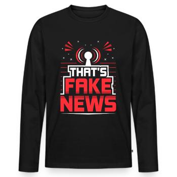 Ce sont de fausses nouvelles Liberté de la presse Droit de la presse - T-shirt manches longues Premium bio Homme - noir - Devant - Nico (187cm)