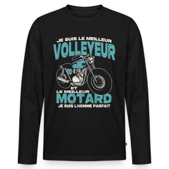 Le meilleur volleyeur et le meilleur motard - T-shirt manches longues Premium bio Homme - noir - Devant - Nico (187cm)