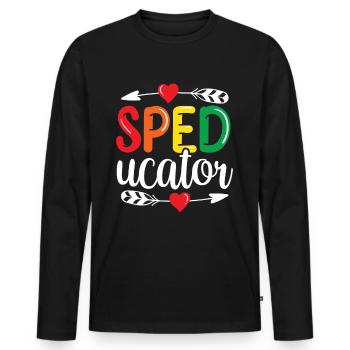 Sped-Ucator Profession Éducation spéciale Éducation spécialisée Éducation spéciale - T-shirt manches longues Premium bio Homme - noir - Devant - Nico (187cm)
