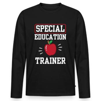 Formateur en éducation spécialisée Enseignant Éducation spécialisée - T-shirt manches longues Premium bio Homme - noir - Devant - Nico (187cm)