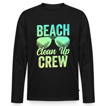 Équipe de nettoyage de plage Nettoyage de plage Plage - T-shirt manches longues Premium bio Homme - noir - Devant - Nico (187cm)