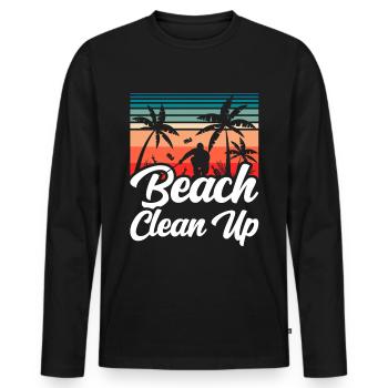 Nettoyage de plage Plages Nettoyage de plage - T-shirt manches longues Premium bio Homme - noir - Devant - Nico (187cm)