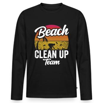 Équipe de nettoyage de plage Nettoyage de plage Plage - T-shirt manches longues Premium bio Homme - noir - Devant - Nico (187cm)