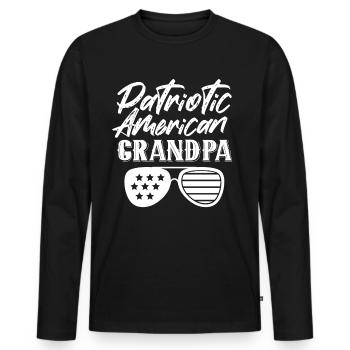 Patriotic American Grandfather Patriot US - Men's Premium Organic Long Sleeve Shirt - black - Front - Nico (187cm)