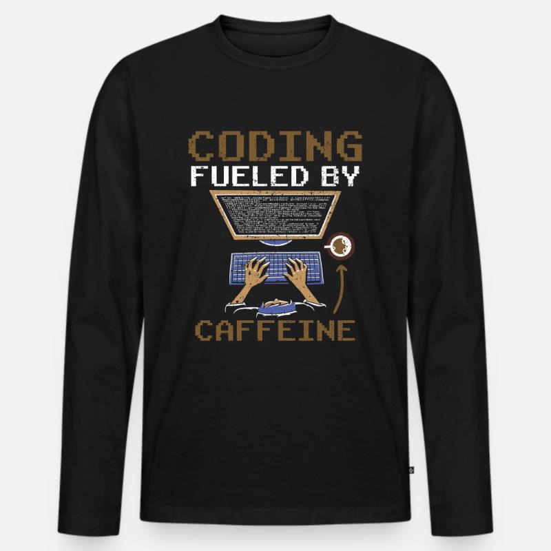 Programmieren Angetrieben Durch Koffein Coding - Männer Premium Bio Langarmshirt - Schwarz