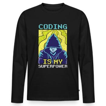 Coding Ist Meine Superkraft Coder Programmierer - Männer Premium Bio Langarmshirt - Schwarz - Vorne - Nico (187cm)