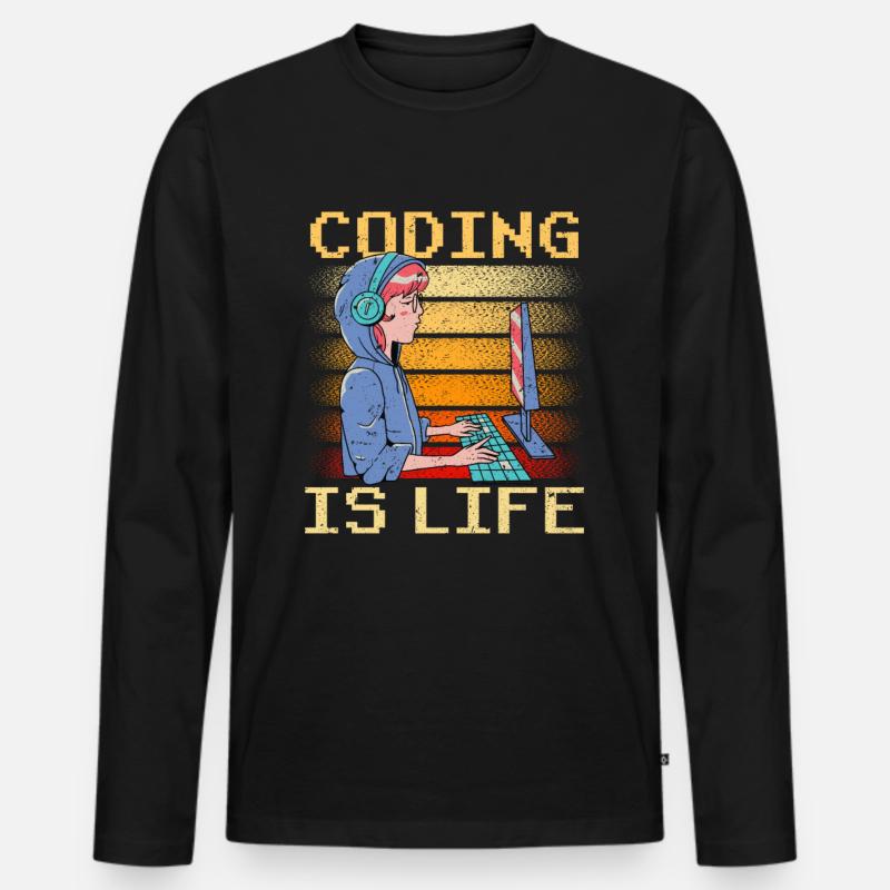 Coding is Life Coder Code Programmer Men's Premium Organic Long Sleeve Shirt