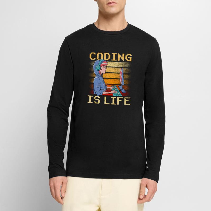 Coding is Life Coder Code Programmer Men's Premium Organic Long Sleeve Shirt