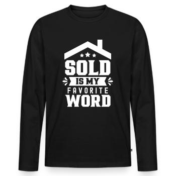Vendu est mon mot préféré Agent immobilier - T-shirt manches longues Premium bio Homme - noir - Devant - Nico (187cm)