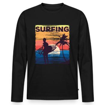 Surf Surf Surfer Planche de surf Surf - T-shirt manches longues Premium bio Homme - noir - Devant - Nico (187cm)