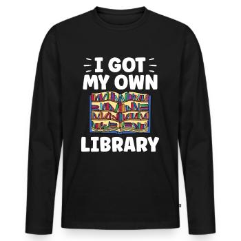J’ai mon propre bibliothécaire - T-shirt manches longues Premium bio Homme - noir - Devant - Nico (187cm)