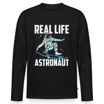 Real Life Astronaut Space Astronomy Rocket - Men's Premium Organic Long Sleeve Shirt - black - Front - Nico (187cm)