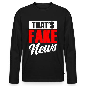 Ce sont de fausses nouvelles Loi sur la presse Liberté de la presse - T-shirt manches longues Premium bio Homme - noir - Devant - Nico (187cm)