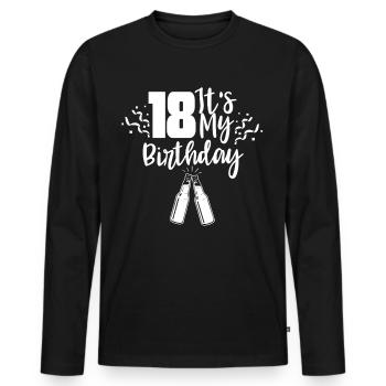 18 C’est mon anniversaire garçon d’anniversaire dix-huit ans - T-shirt manches longues Premium bio Homme - noir - Devant - Nico (187cm)