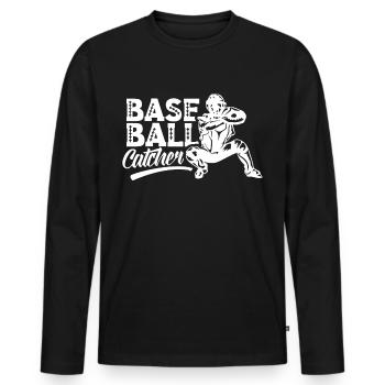Baseball Catcher Baseball Catcher Hobby Player - Men's Premium Organic Long Sleeve Shirt - black - Front - Nico (187cm)