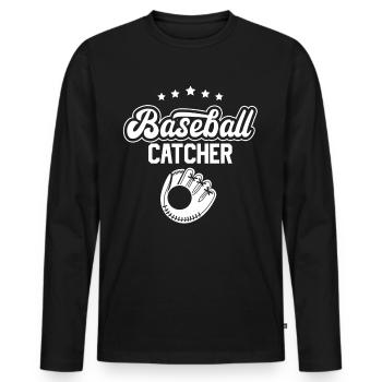 Baseball Catcher Baseball Catcher Player Hobby - Men's Premium Organic Long Sleeve Shirt - black - Front - Nico (187cm)
