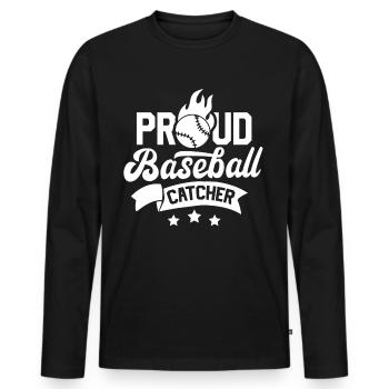 Proud Baseball Catcher Baseball Catcher Player - Men's Premium Organic Long Sleeve Shirt - black - Front - Nico (187cm)