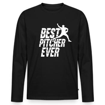 Best Baseball Pitcher Ever Hobby Pitcher - Men's Premium Organic Long Sleeve Shirt - black - Front - Nico (187cm)