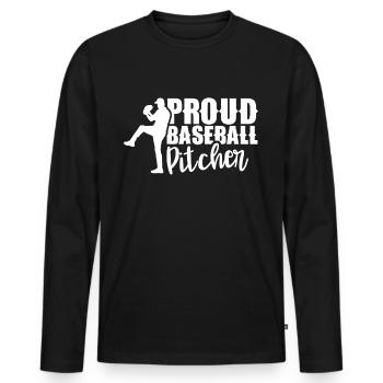 Proud Baseball Pitcher Baseball Pitcher Player - Men's Premium Organic Long Sleeve Shirt - black - Front - Nico (187cm)