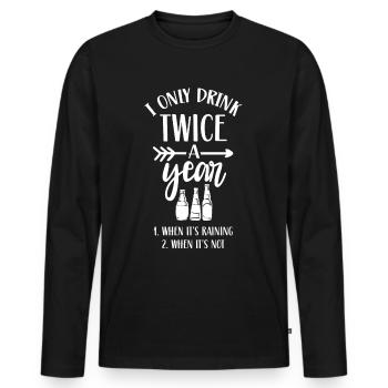 Buvez deux fois par an quand il pleut sinon - T-shirt manches longues Premium bio Homme - noir - Devant - Nico (187cm)