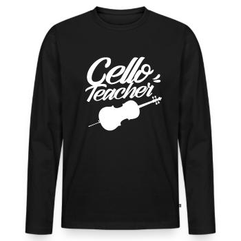 Professeur de violoncelle Professeur de violoncelle Violoncelle Violoncelliste - T-shirt manches longues Premium bio Homme - noir - Devant - Nico (187cm)