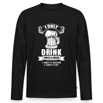 Buvez deux fois par semaine le week-end en buvant - T-shirt manches longues Premium bio Homme - noir - Devant - Nico (187cm)