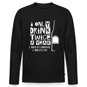 Buvez deux fois par an si Noël sinon - T-shirt manches longues Premium bio Homme - noir - Devant - Nico (187cm)