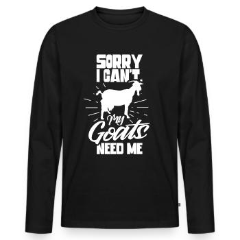 Malheureusement, mes chèvres n’ont pas besoin de moi animal - T-shirt manches longues Premium bio Homme - noir - Devant - Nico (187cm)