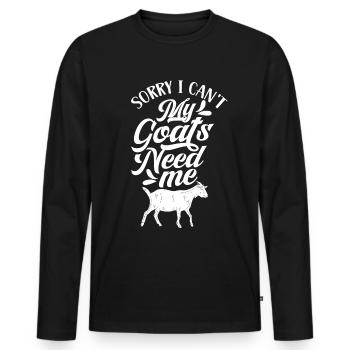 Malheureusement, mes chèvres n’ont pas besoin de moi animal - T-shirt manches longues Premium bio Homme - noir - Devant - Nico (187cm)